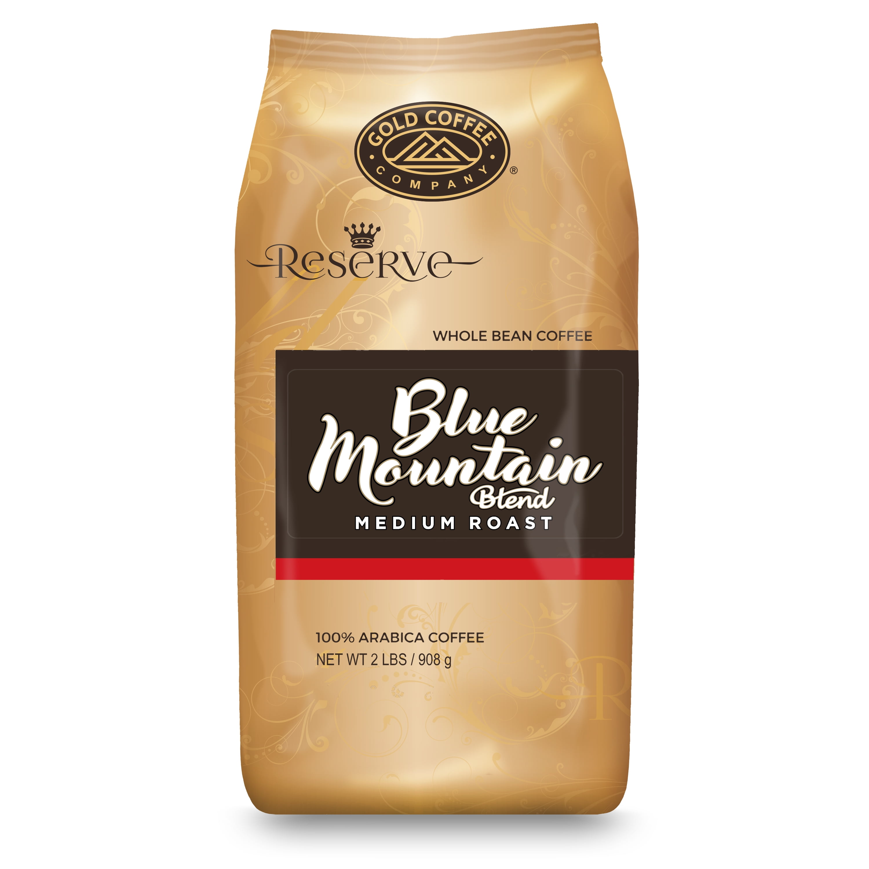 Gold Coffee Company Blue Mountain Blend Whole Bean Roasted Coffee, 2lb (Pack of 2)