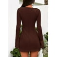 thumbnail image 5 of PRETTYGARDEN Womens Fall Long Sleeve Mini Dress Trendy Boat Neck Bodycon Knit A Line Short Party Dresses, 5 of 7