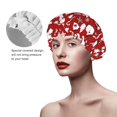 thumbnail image 2 of Kdxio Red Christmas Cheer. Print Shower Cap for Women,Elastic and Reusable,Double Waterproof Layers Bathing Hat, 2 of 6