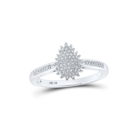 10kt White Gold Womens Round Diamond Teardrop Ring 1/6 Cttw