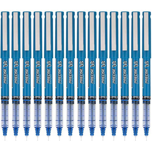 PILOT Precise V5 Stick Liquid Ink Rolling Ball Stick Pens, Extra Fine Point (0.5mm) Blue, 14-Pack (15406)