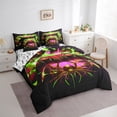 thumbnail image 3 of Gaming Bed in a Bag Queen Comforter Set 7 Piece,Gamer Bedding Sets Gothic Giant Spider Green Yellow Purple Sheet Set with Comforter Gamer Room Decor, 3 of 6