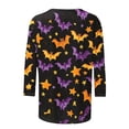 thumbnail image 5 of aohooy Plus Size 3/4 Sleeve Tops for Women 3/4 Sleeve Crewneck Shirt Funny Holiday Tees Pumpkin Witch Ghost Graphic Tee Pullover Tops Multicolor,XXL, 5 of 5