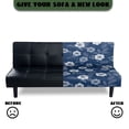 thumbnail image 5 of ZIATUBLES Flower Navy Blue Armless Sofa Cover, Stretch Futon Slipcover with Elastic Bottom Dustproof Couch Cover Machine Washable Furniture Protector for Living Room Bedroom, 5 of 9