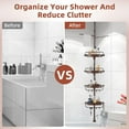 thumbnail image 4 of 32-122inch Corner Shower Caddy Tension Pole Brown, Rustproof Drill-Free Shower Shelves for Bathroom Bathtub Washbasin, Adjustable Shower Organizer with 4 Tier Patent Stable Shelves & Towel Bars, 4 of 13