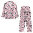 thumbnail image 6 of FOR U DESIGNS Pink Panda Button Down Sleepwear for Women 2 Piece Button Up Pajamas for Women Long Sleeve Sleepwear V-neck Tops and Pants Size 2XL Nightwear for Women, 6 of 7