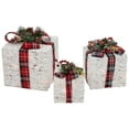 thumbnail image 4 of Northlight Lighted Textured and Plaid Gift Boxes Outdoor Decorations - Warm White - Set of 3, 4 of 6