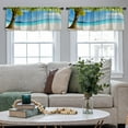thumbnail image 4 of LALILO Kitchen Curtain Valance Green Tree White Sand Beach Rod Pocket Window Curtain 52"x 18" Set of 2, 4 of 5