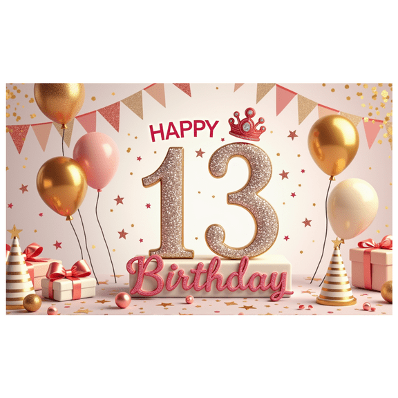 Yatrandify Decorative Design Happy Birthday Banner Glitter Number Birthday Party Banner for Teenage Celebration Indoor Decoration