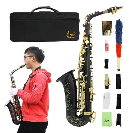 Kalkiam Beginner Saxophone Good Sound Quality Brass Engraved Alto Sax Dust Proof Golden Alto Saxophone with Adjustable Strap for Music Lover Family Friends Children trusted