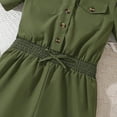 thumbnail image 6 of Mevxay Girl's Short Sleeve Romper Shorts Casual Lapel Elastic Waist Solid Color Button Down Jumpsuit Shorts for Teen Green, 6 of 7