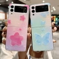 thumbnail image 1 of For Samsung Galaxy Z Flip4/Flip3 5G Phone Case，Shockproof Luxury Blu-ray Cute Cartoon Butterfly/Star,Silm PC Flip Case Cover, 1 of 5