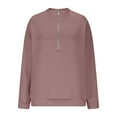 thumbnail image 3 of Womens Plus Size Fall Clothes, Zip Up Sweatshirts for Women Fashion Pleated Solid Color Full Zip Long Sleeve Pullover, 3 of 5