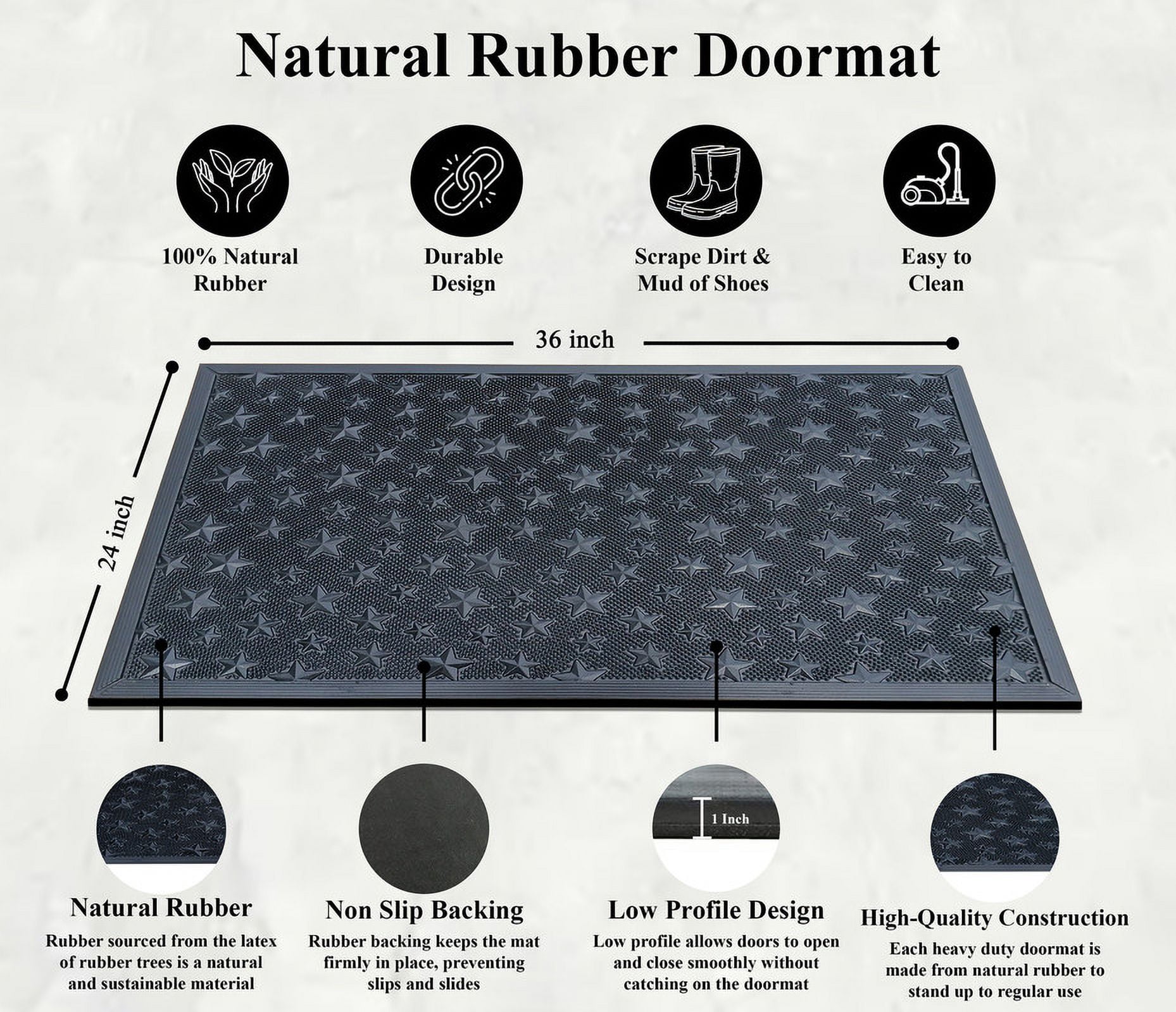 A1 Home Collections Rubber Pin Welcome Door Mats 24"x36" Welcome Doormat for Outdoor Entrance