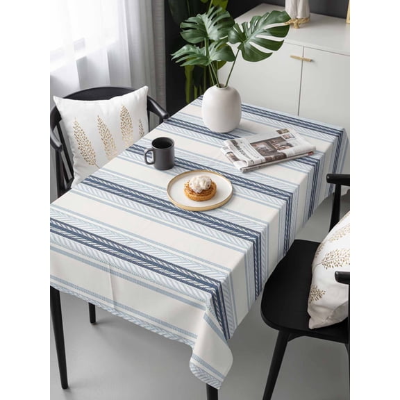 Blue Beige Tablecloth Rectangle Table Cloths 54x108, Waterproof Tablecloth Outdoor Table Cloth, Modern Abstract Gradient Vertical Stripes Washable Table Cover for Kitchen Dinning Party