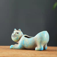 thumbnail image 1 of Maceta de cerámica con forma de gato pintada a mano para animales de MengMeng, para agricultores de flores, 1 of 1