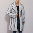 thumbnail image 6 of ZUKMRJPC Men's Vintage Faux Fur Coat Solid Color Lapel Soft Comfy Open Front Cardigans Long Sleeve Loose Fit Warm Thick Winter Long Coats, 6 of 9
