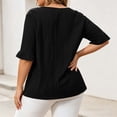 thumbnail image 4 of KyCheLot Short Sleeve T-Shirts for Women Plus Size Round Neck Solid Color T-Shirts Casual Summer Walking Tops, 4 of 8