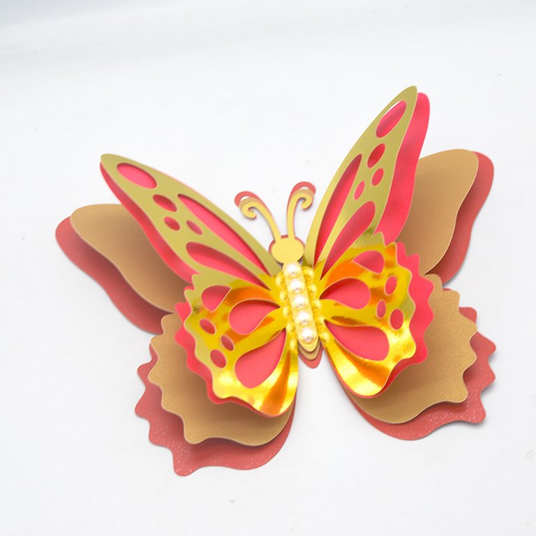 3D Cut-Out Butterfly Wall Sticker Four-layer Pearlescent Paper Butterfly  DIY Wedding Decoration Big Butterfly Sticker Home Decor