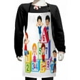 thumbnail image 1 of Educational Kids Apron, Happy Kids Boys and Girls with Number Blocks Triangle Rectangle and Square, Boys Girls Apron Bib with Adjustable Ties for Cooking Baking Painting, Multicolor, by Ambesonne, 1 of 2