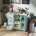 thumbnail image 3 of Sfugno Large Kitchen Island on Wheels, Mobile Kitchen Island Cart with 4 Drawers, Wine Bar Rack, Spice Rack and Storage Cabinets for Kitchen Dining Room,Light Blue, 3 of 9