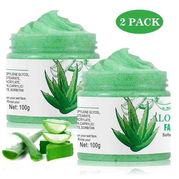 Mooyam 2 Pack Aloe Vera Facial Scrub, Daily Face Exfoliator for All Skin Types 7 oz