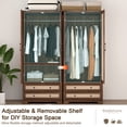 thumbnail image 3 of Brafabhome 71"H Armoire Wardrobe Closet with 2 Drawers, Farmhouse 2 Doors Armoire Cabinet with Hanging Rod, Modern Freestanding Wardrobe Clothes Cabinet for Bedroom | Walnut(2 Set), 3 of 6