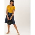 thumbnail image 4 of DressBerry - By Myntra Women Casual Mustard Yellow Ready to Wear Fitted Short Sleeves Solid Pure Cotton V-Neck Top Stylish Clothing For ladies, 4 of 6