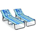 thumbnail image 1 of Patiojoy 2 Pcs Chaise Longue de Plage Réglable Chaise de Bronzage Face vers le Bas avec Trou pour le Visage et Oreiller Amovible 5 Positions Réglables Bleu et Vert, 1 of 7