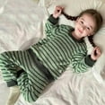 thumbnail image 4 of Girls Fleece Pants Sets Fuzzy 2 Piece Outfits Long Sleeve Pullover Striped Oversized Sweatshirt Set Sweatsuit (12-13 Years, Green), 4 of 5