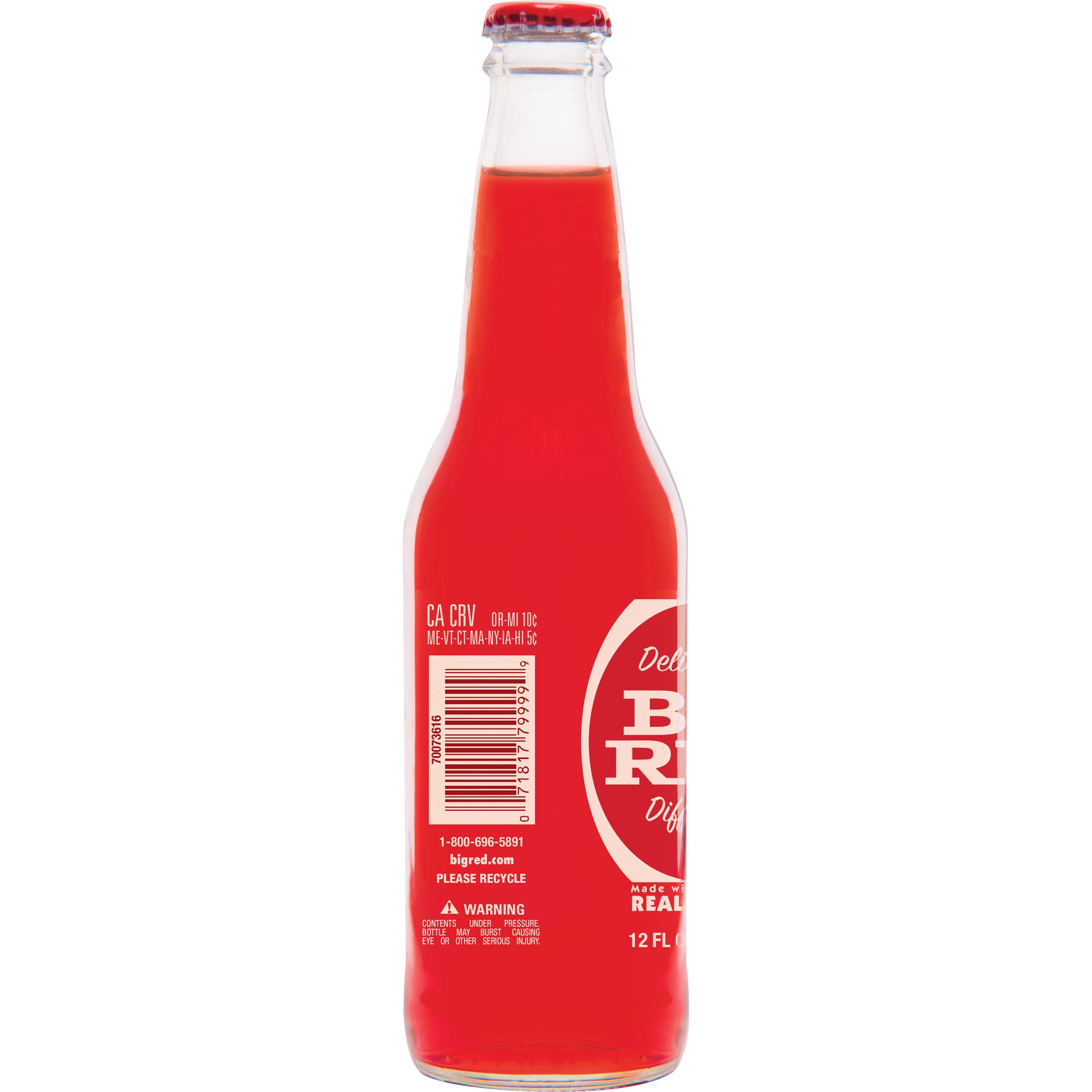 (4 pack) Big Red Soda Pop, 12 fl oz, Glass Bottle