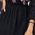 thumbnail image 3 of Vestido Vestido largo informal de gasa con cuello en V para mujer, traje diario de retales de malla con cintura elástica Ygjytge Negro T XL para Mujer, 3 of 8