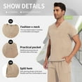 thumbnail image 3 of VIAOLI Scrubs for Men Set – V-Neck Top & Straight Leg Pants Stretch Nursing Uniform Set with Adjustable Waistband and Multiple Pockets, 10 Colors, 3 of 6