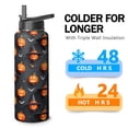 thumbnail image 4 of 40 OZ Halloween Water Bottle With Straws Double Walled Vacuum Insulated Sports Bottle Ghost Pumpkin Travel Thermal Cup Leak Proof Stainless Steel Tumbler Autumn Seasonal Gift, 4 of 6
