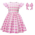 thumbnail image 2 of qolati Toddler Baby Girls Plaid Romper Dresses 1950s Sleeveless Smocked Rockabilly Dress Vintage Princess Party Cocktail Dress, 2 of 7