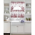 thumbnail image 3 of Pink Red Eucalyptus Leaves Swag Kitchen Curtains Sets for Windows 24 Inch Length, Watercolor Spring Summer Botanical Short Window Curtain Swags Valances and Tiers 3 Piece Set for Cafe/Dining Room, 3 of 5