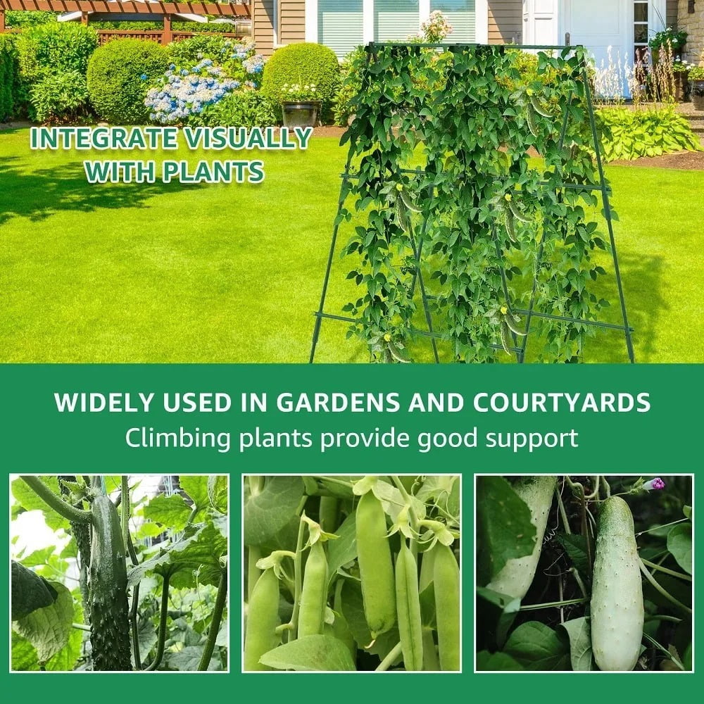 Cucumber Trellis for Raised Beds, 1 Pack 31.5"x31.5" A-Frame Garden Trellis, Climbing Plant Support with Netting for Cucumber Tomato Bean Pea