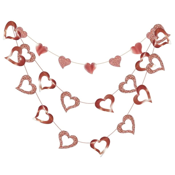3 uds DIY pancartas del Día de San Valentín, guirnalda de corazón de papel, pancarta colgante de , decoraciones de corazón colgantes para fiesta de cumpleaños BLESIY guirnalda de corazon