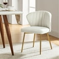 thumbnail image 4 of Modern Velvet Accent Chair Upholstered Small Vanity Chair Bedroom Living Room Ivory, 4 of 12