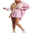 thumbnail image 3 of PENGXIANG Short Sets Women 2 Piece Outfits  Long Sleeve Button Down Shirts + Shorts, 3 of 9