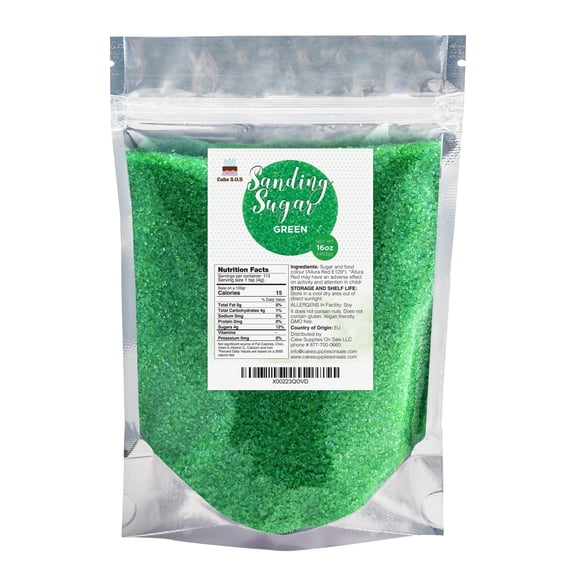Cake S.O.S Green Sanding Sugar Dessert Sprinkles, 16 oz