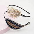 thumbnail image 3 of Jiaroswwei Elastic Non-slip Girls Headband Headwear Rhinestone Leaves Decor Thin Hair Hoop Hair Accessories, 3 of 8