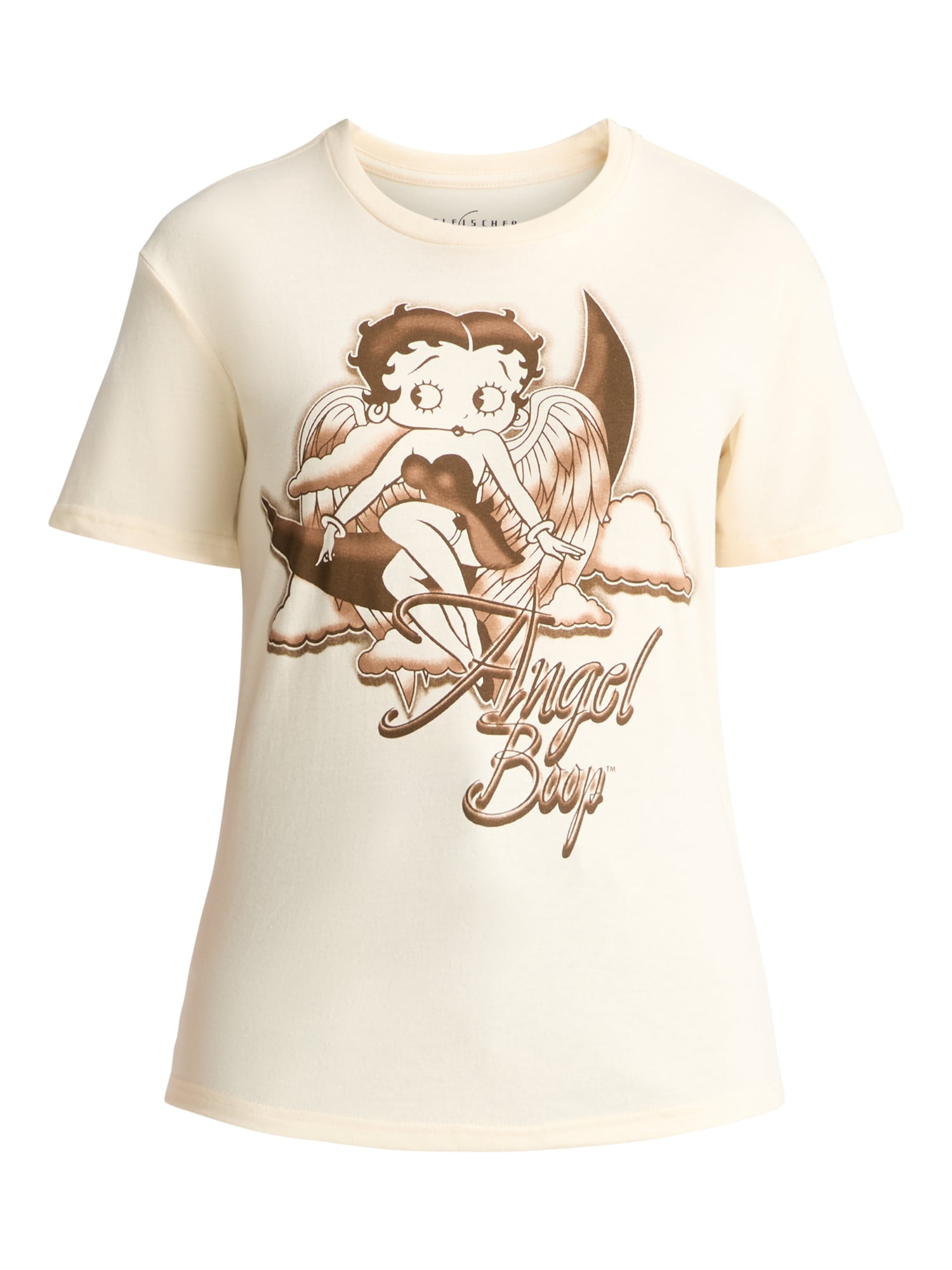 Betty Boop Women’s Angel Graphic Tee with Short Sleeves, Sizes XXS-2XL