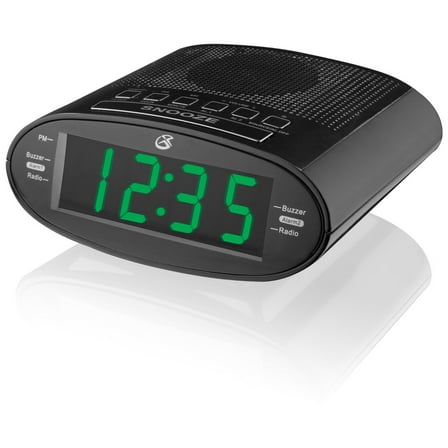 GPX C303B LED Dual Alarm Clock Radio with USB Charging and Green Display