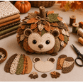 thumbnail image 2 of DIY Animal Pumpkin Sewing Kit, Cute Woodland Friends Pre-Cut Patchwork, Harvest Fabric Craft Set, Autumn Thanksgiving Home Decor, Halloween Seasonal Ornament, Handmade Gift,Hedgehog, 2 of 7