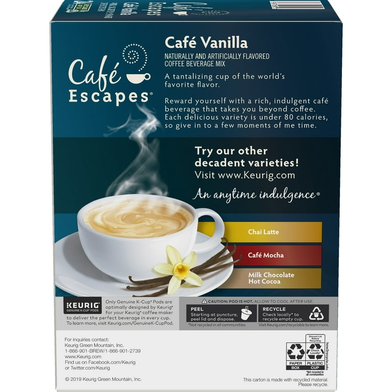 Cafe Escapes Cafe Vanilla K Cup Coffee Pods 24 Count