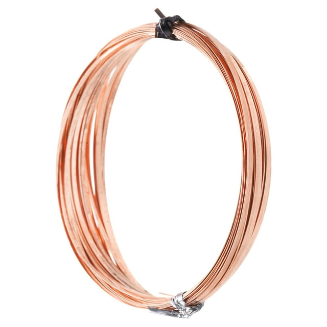 Hilo de cobre puro de 19.7 pies de Uxcell, alambre de joyería de cobre plano de 32 gauge, alambre de cuentas flexible de 1 mm de ancho, 2 rollos