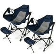 thumbnail image 1 of Gymax 2 Pcs Hamac Chaise de Camping avec Repose-Pieds Rétractable et Sac de Transport pour le Camping Bleu Marine, 1 of 10