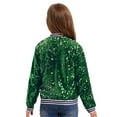 thumbnail image 4 of Rswnyirn Kids Girls Sequin Bomber Jacket Sparkle Long Sleeve Zipper Party Jacket Outwear Coat Green 6, 4 of 7