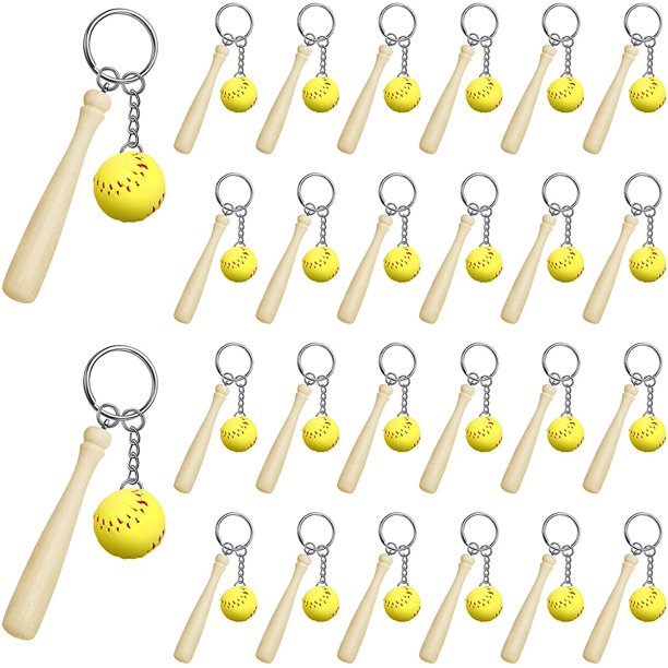 Softball Keychain Mini Wooden Bat Softball Keyring Softball Keychains